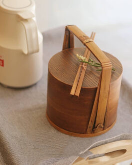 Portable Solid Wood Retro Picnic Lunch Box